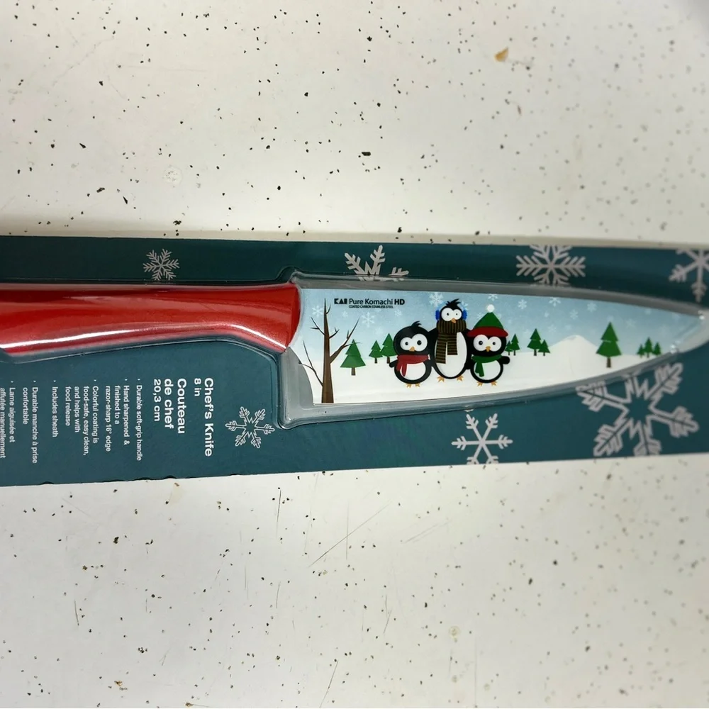 KAI pure komachi chef’s knife 8in Hd limited edition holiday Christmas penguin